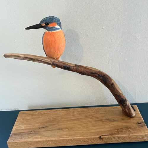 Kingfisher On Wooden Base, by Neal Griffin
